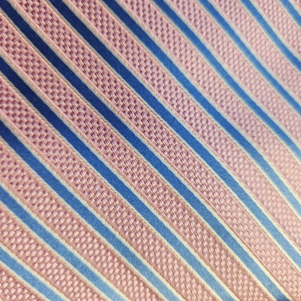Tasso Elba 100% Silk Striped Repp Tie Hand‎ Made Pink Blue Stripes Mens Necktie